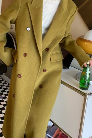 Double-Faced Wool Coat for Women - Korean Style, Double-Breasted, High-End Quality, Autumn Winter Outerwear, Youthful Vibe