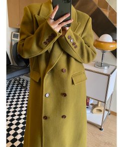 Double-Faced Wool Coat for Women - Korean Style, Double-Breasted, High-End Quality, Autumn Winter Outerwear, Youthful Vibe