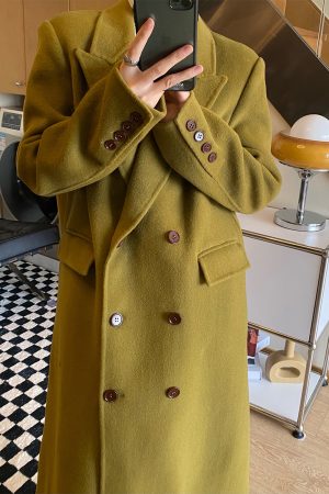 Double-Faced Wool Coat for Women - Korean Style, Double-Breasted, High-End Quality, Autumn Winter Outerwear, Youthful Vibe