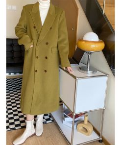 Double-Faced Wool Coat for Women - Korean Style, Double-Breasted, High-End Quality, Autumn Winter Outerwear, Youthful Vibe