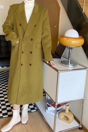 Double-Faced Wool Coat for Women - Korean Style, Double-Breasted, High-End Quality, Autumn Winter Outerwear, Youthful Vibe