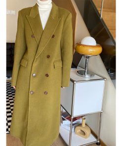 Double-Faced Wool Coat for Women - Korean Style, Double-Breasted, High-End Quality, Autumn Winter Outerwear, Youthful Vibe