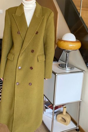 Double-Faced Wool Coat for Women - Korean Style, Double-Breasted, High-End Quality, Autumn Winter Outerwear, Youthful Vibe