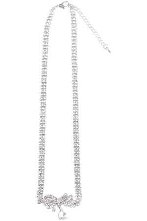 Double-Layer Bow Heart Pendant Claw Chain Necklace - Elegant Short Fashion Collarbone Chain for Chic Style