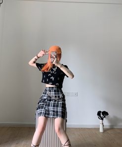 Double-Layer Butterfly Cross Waist Chain Pants for Cool Girls - Trendy Y2K Style Fashion Statement