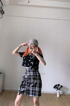 Double-Layer Butterfly Cross Waist Chain Pants for Cool Girls - Trendy Y2K Style Fashion Statement