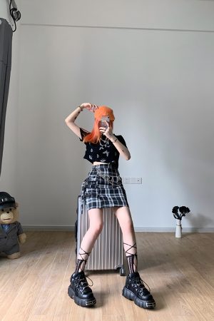 Double-Layer Butterfly Cross Waist Chain Pants for Cool Girls - Trendy Y2K Style Fashion Statement