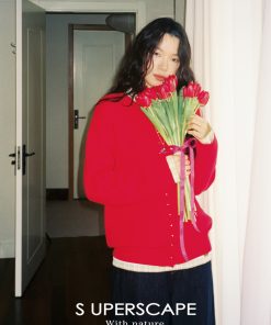 Double-Layer Cotton Knitted Cardigan with Rivet Placket - Loose Silhouette, Airy Feel, Perfect for Y2K and 90s Fashion