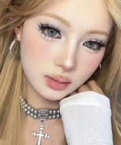 Double-Layer Cross Gray Pearl Choker Necklace - Trendy Minimalist Retro Neck Accessory for Effortless Style