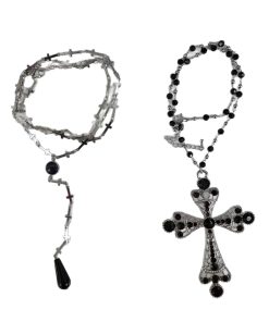 Double-Layer Gothic Punk Cross Necklace for Girls - Cool Spicy Niche Design Multi-Layer Clavicle Chain in Dark Style
