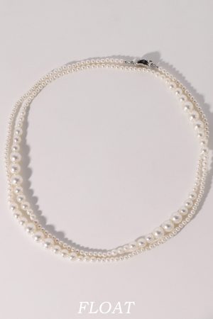 Double-Layer Gradient Round Pearl Necklace for Women - Elegant Autumn Winter Sweater Chain, Layered Fashion Accessory