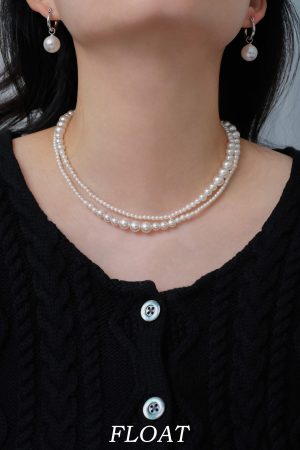 Double-Layer Gradient Round Pearl Necklace for Women - Elegant Autumn Winter Sweater Chain, Layered Fashion Accessory