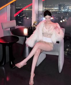 Double-Layer Lace Short Vest Top with Built-In Chest Pad - Spicy Girl Slimming Multi-Color Design for Y2K Style