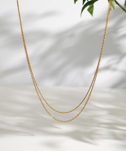 Double-Layer Minimalist Chain Necklace for Women - Ultra-Fine Metal Clavicle Layered Jewelry, Versatile European and American Style