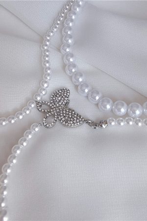 Double-Layer Pearl Butterfly Necklace for Women, Elegant Collarbone Chain, Simple & Versatile Jewelry for Everyday Style