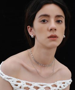 Double-Layer Pig Nose Chain Necklace - Trendy European American Style Clavicle Silver Sweater Jewelry