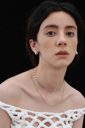 Double-Layer Pig Nose Chain Necklace - Trendy European American Style Clavicle Silver Sweater Jewelry