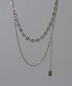 Double-Layer Pig Nose Chain Necklace - Trendy European American Style Clavicle Silver Sweater Jewelry