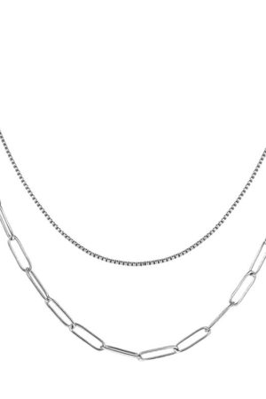 Double-Layer Stacked Chain Necklace - Hip-Hop Inspired Titanium Steel Gold-Plated Clavicle Chain for Versatile Street Fashion