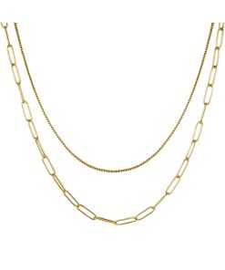 Double-Layer Stacked Chain Necklace - Hip-Hop Inspired Titanium Steel Gold-Plated Clavicle Chain for Versatile Street Fashion