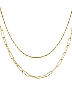 Double-Layer Stacked Chain Necklace - Hip-Hop Inspired Titanium Steel Gold-Plated Clavicle Chain for Versatile Street Fashion