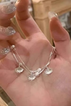 Double-Layer Stacked Ginkgo Leaf Bracelet for Women - Trendy Light Luxury Jewelry for 2025, Exquisite Niche Design