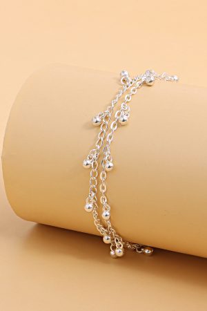 Double-Layer Tassel Water Droplet Ankle Bracelet for Women - Trendy Beach Jewelry, Personalized Fashion Accessories