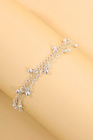 Double-Layer Tassel Water Droplet Ankle Bracelet for Women - Trendy Beach Jewelry, Personalized Fashion Accessories