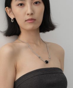Double Layer Twisted Knot Lava Stone and Black Agate Clavicle Necklace - Retro Trendy Jewelry