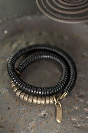 Double-Layer Vintage Black Sandalwood Bracelet for Men and Women - Personalized Retro Jewelry Wristband