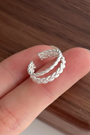 Double-Layer Woven Ear Clips for Women - Retro Niche Design, Exquisite Small Earrings for 2025 Fashion