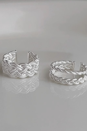 Double-Layer Woven Ear Clips for Women - Retro Niche Design, Exquisite Small Earrings for 2025 Fashion
