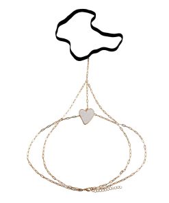 Double-Layered Ankle Chain Jewelry with Heart-Shaped White Mother-of-Pearl and Water Flow Pattern for Women - Sexy Ins Style Leg Accessory