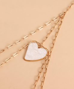Double-Layered Ankle Chain Jewelry with Heart-Shaped White Mother-of-Pearl and Water Flow Pattern for Women - Sexy Ins Style Leg Accessory