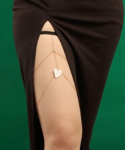 Double-Layered Ankle Chain Jewelry with Heart-Shaped White Mother-of-Pearl and Water Flow Pattern for Women - Sexy Ins Style Leg Accessory