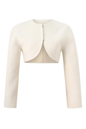 Double-Sided Cashmere Cardigan - Women's Pure Wool French-Style Knitted Short Outerwear for Winter Fashion