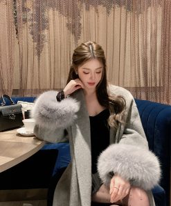 Double-Sided Cashmere Coat for Women with Detachable Fox Fur - High-End Winter Cape Wool Outerwear