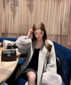 Double-Sided Cashmere Coat for Women with Detachable Fox Fur - High-End Winter Cape Wool Outerwear
