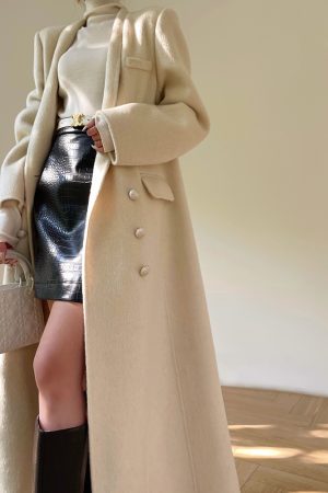 Double-Sided High-Quality Wool, Silk & Camel Hair Blend Long Coat for Winter - Milan Style Outerwear