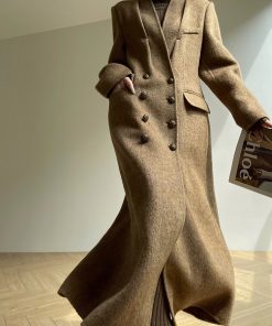 Double-Sided High-Quality Wool, Silk & Camel Hair Blend Long Coat for Winter - Milan Style Outerwear