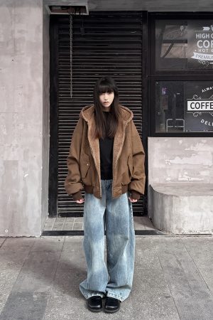 Double-Sided Mountain Eagle Coat for Women, Thick Fleece American Retro Jacket, Hooded Couple Streetwear
