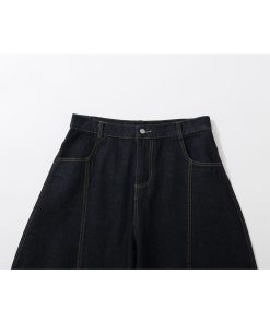 Double-Sided Seam Snake Skin Fabric Splicing Wide-Leg Curved Knife Jeans - Trendy Y2K Style Denim Trousers for a Chic Look