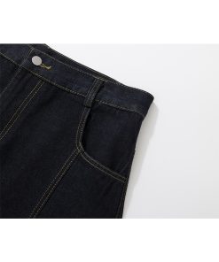 Double-Sided Seam Snake Skin Fabric Splicing Wide-Leg Curved Knife Jeans - Trendy Y2K Style Denim Trousers for a Chic Look