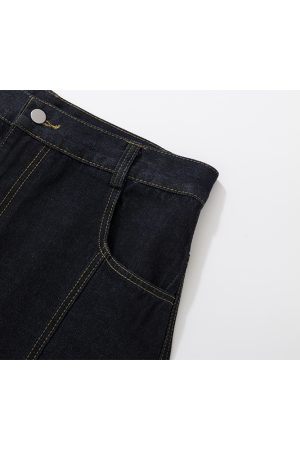 Double-Sided Seam Snake Skin Fabric Splicing Wide-Leg Curved Knife Jeans - Trendy Y2K Style Denim Trousers for a Chic Look