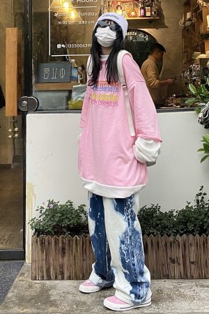 Double-Sided Wear Oversized Loose Fake Two-Piece Embroidered T-Shirt for Couples - Street Style Japan & South Korea Inspired