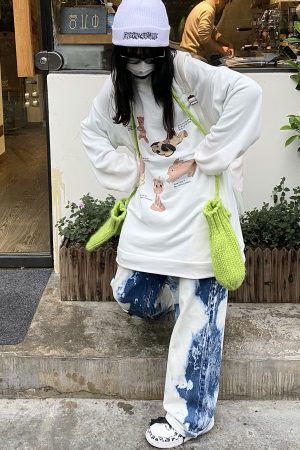 Double-Sided Wear Oversized Loose Fake Two-Piece Embroidered T-Shirt for Couples - Street Style Japan & South Korea Inspired