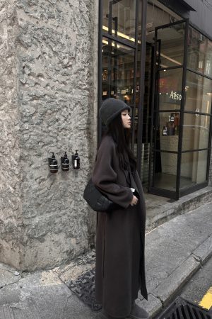 Double-Sided Wool Coat for Women, Arctic Gray, Autumn Winter Jacket, 100% Australian and American Wool, Stylish Outerwear, Cozy Fashion