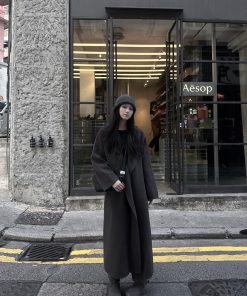 Double-Sided Wool Coat for Women, Arctic Gray, Autumn Winter Jacket, 100% Australian and American Wool, Stylish Outerwear, Cozy Fashion