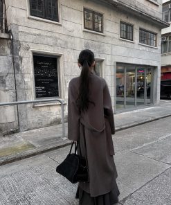 Double-Sided Wool Coat for Women, Arctic Gray, Autumn Winter Jacket, 100% Australian and American Wool, Stylish Outerwear, Cozy Fashion