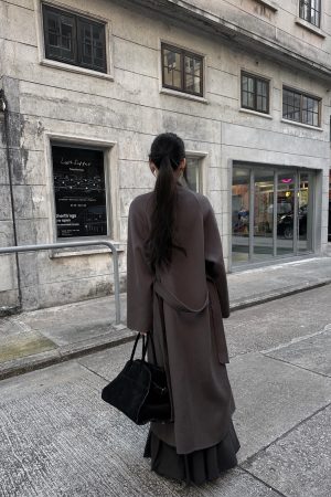 Double-Sided Wool Coat for Women, Arctic Gray, Autumn Winter Jacket, 100% Australian and American Wool, Stylish Outerwear, Cozy Fashion